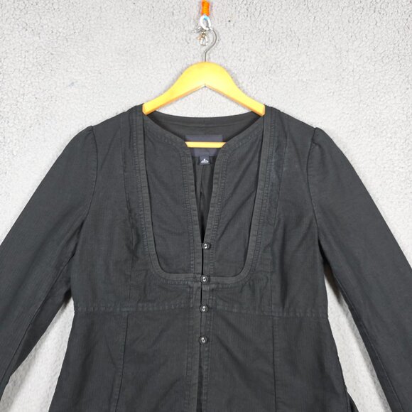 Banana Republic Jacket Womens Size 8 Black Cotton Linen Blend Y2K Grunge Goth - Picture 2 of 14